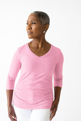 Rachel V-Neck 3/4 Sleeve Ruched Top - Almost Gone