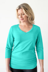 Rachel V-Neck 3/4 Sleeve Ruched Top