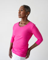 Rachel V-Neck 3/4 Sleeve Ruched Top
