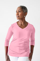 Rachel V-Neck 3/4 Sleeve Ruched Top