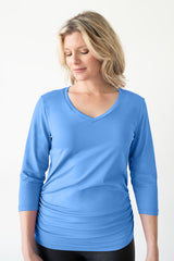 Rachel V-Neck 3/4 Sleeve Ruched Top