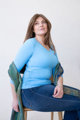Rachel V-Neck 3/4 Sleeve Ruched Top