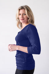 Rachel V-Neck 3/4 Sleeve Ruched Top