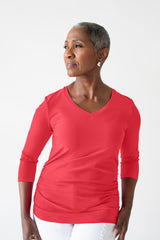 Rachel V-Neck 3/4 Sleeve Ruched Top