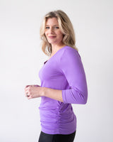Rachel V-Neck 3/4 Sleeve Ruched Top