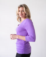Rachel V-Neck 3/4 Sleeve Ruched Top