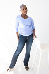 Rachel V-Neck 3/4 Sleeve Ruched Top