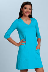 Emily V-Neck 3/4 Sleeve Pocket Dress Last Chance $39.99