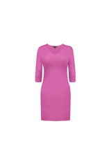 3/4 SLEEVE V-NECK DRESS