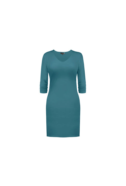 3/4 SLEEVE V-NECK DRESS