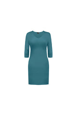 3/4 SLEEVE V-NECK DRESS