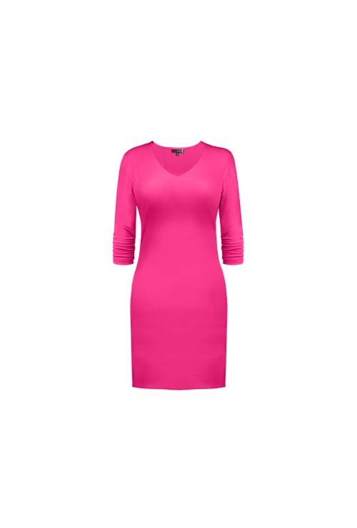 3/4 SLEEVE V-NECK DRESS