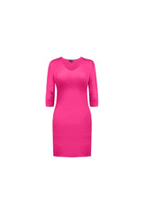 3/4 SLEEVE V-NECK DRESS
