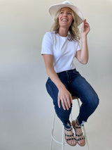 Cathy Jewel Neck Short Sleeve Top
