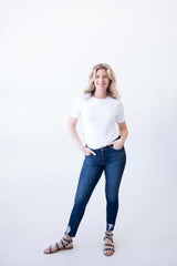 Cathy Jewel Neck Short Sleeve Top