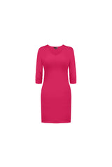 3/4 SLEEVE V-NECK DRESS