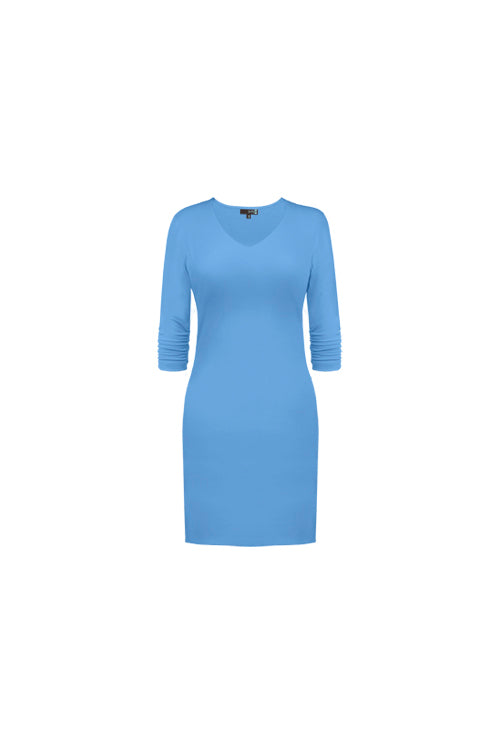 3/4 SLEEVE V-NECK DRESS