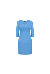 3/4 SLEEVE V-NECK DRESS