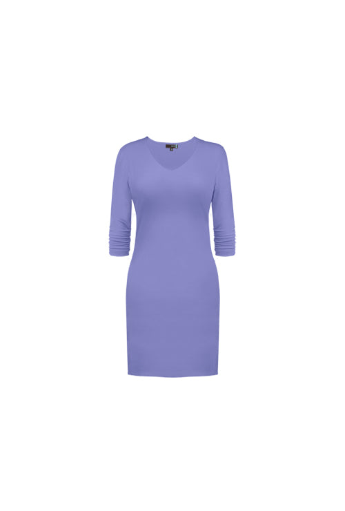 3/4 SLEEVE V-NECK DRESS