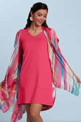 Emily V-Neck 3/4 Sleeve Dress