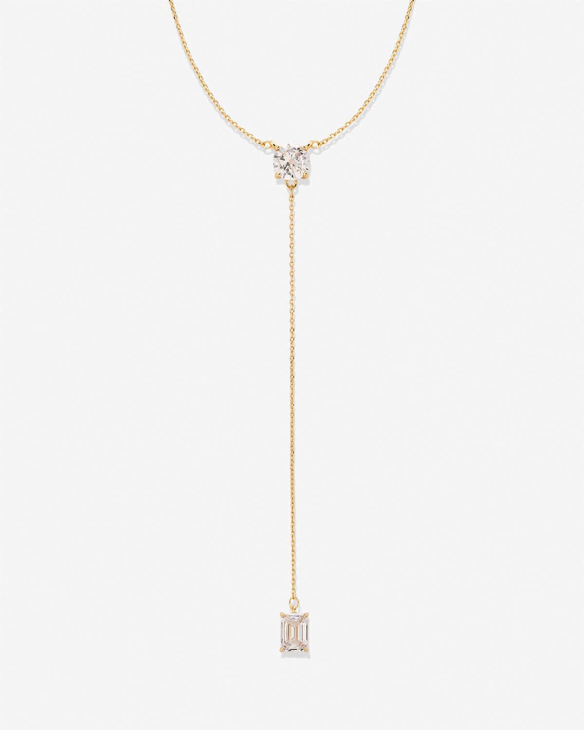 Beautifully Broken Emerald Cut Lariat Necklace