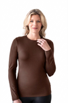 Juliet Jewel Neck Long Sleeve Top in Chocolate