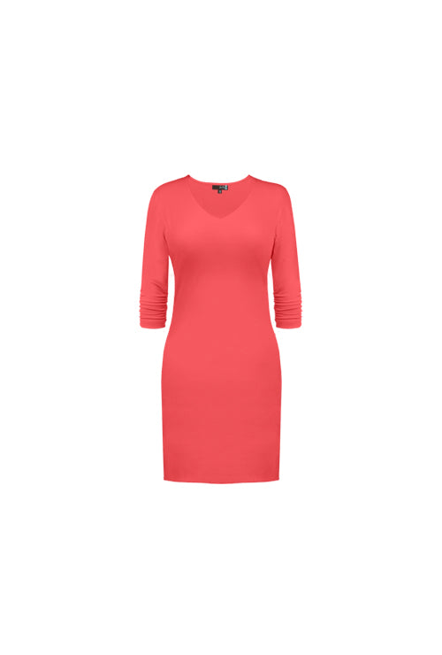 3/4 SLEEVE V-NECK DRESS