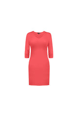 3/4 SLEEVE V-NECK DRESS