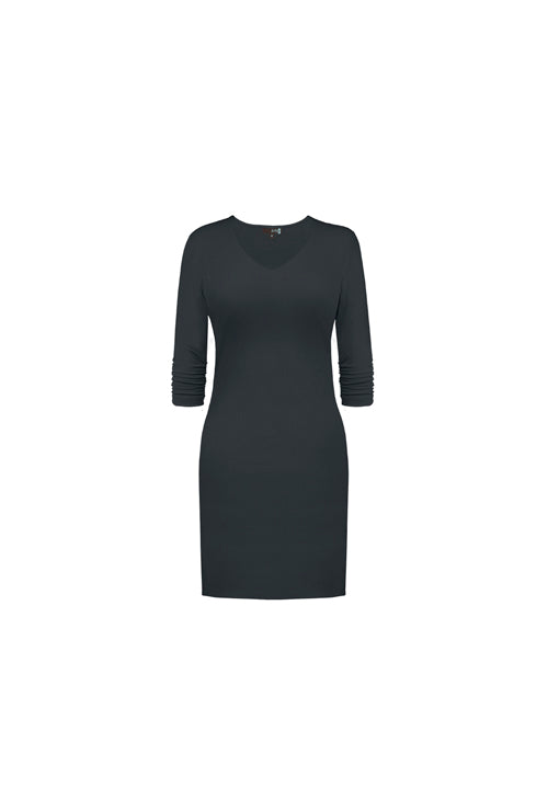 3/4 SLEEVE V-NECK DRESS