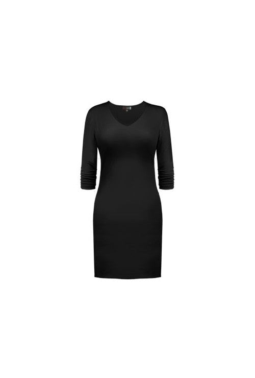 3/4 SLEEVE V-NECK DRESS
