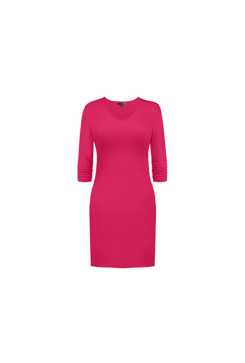 3/4 SLEEVE V-NECK DRESS