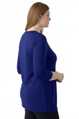 Mazarine Boatneck 3/4 Sleeve Tunic Side Profile - Wrinkle-Free Elevated Basic | JudyP Apparel