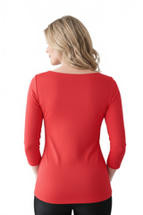 Razzmatazz Boatneck 3/4 Sleeve Top Back View - Wrinkle-Free Travel Clothing | JudyP Apparel