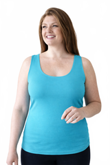 Cerulean Scoop Neck Sleeveless Tank Top Front View - Moisture Wicking Flattering Fit | JudyP Apparel
