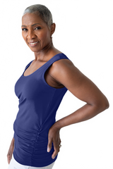Mazarine Scoop Neck Sleeveless Tank Top Angled View - Wrinkle-Free | JudyP Apparel
