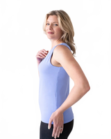 Periwinkle Crewneck Sleeveless Tank Top Side View - Machine Washable Elevated Basic | JudyP Apparel