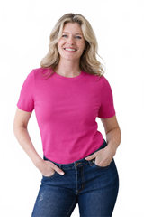 Imperial Purple Scoop Neck Sleeveless Tank Top Profile View - Machine Washable Elevated Basic | JudyP Appare