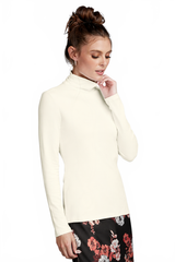 Pearl Turtleneck Long Sleeve Top Angled View - Flattering Fit | JudyP Apparel