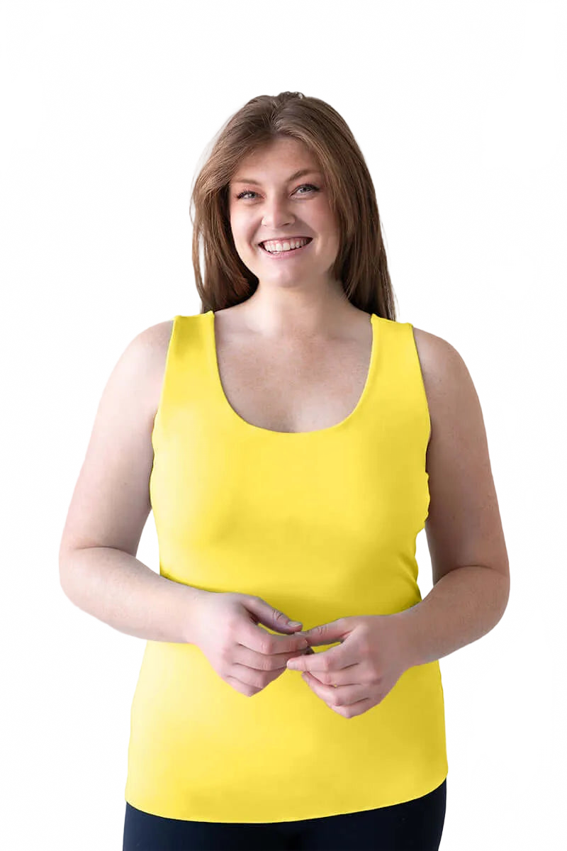 Chartreuse Scoop Neck Sleeveless Tank Top Front View - Wrinkle-Free | JudyP Apparel