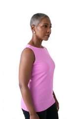 Bougainvillea Crewneck Sleeveless Top Side Profile - Wrinkle-Free | JudyP Apparel