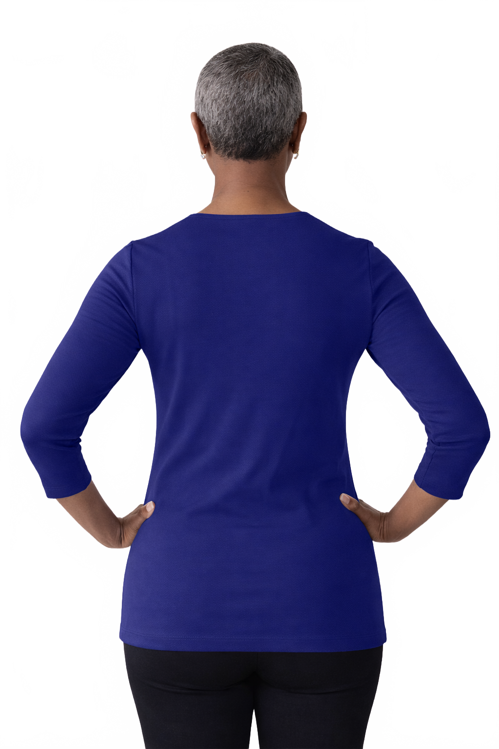 Mazarine Boatneck 3/4 Sleeve Top Back View - Machine Washable | JudyP Apparel