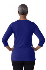 Mazarine Boatneck 3/4 Sleeve Top Back View - Machine Washable | JudyP Apparel