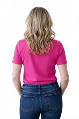 Razzmatazz Crewneck Short Sleeve Top Back View - Wrinkle-Free | JudyP Apparel