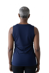 Navy Scoop Neck Sleeveless Tank Top Back View - Wrinkle-Free Made in USA | JudyP Apparel