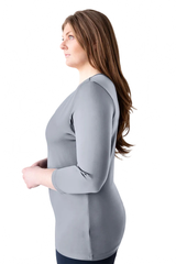 Ivory Crewneck Long Sleeve Tunic Side Profile - Travel Clothing | JudyP Apparel
