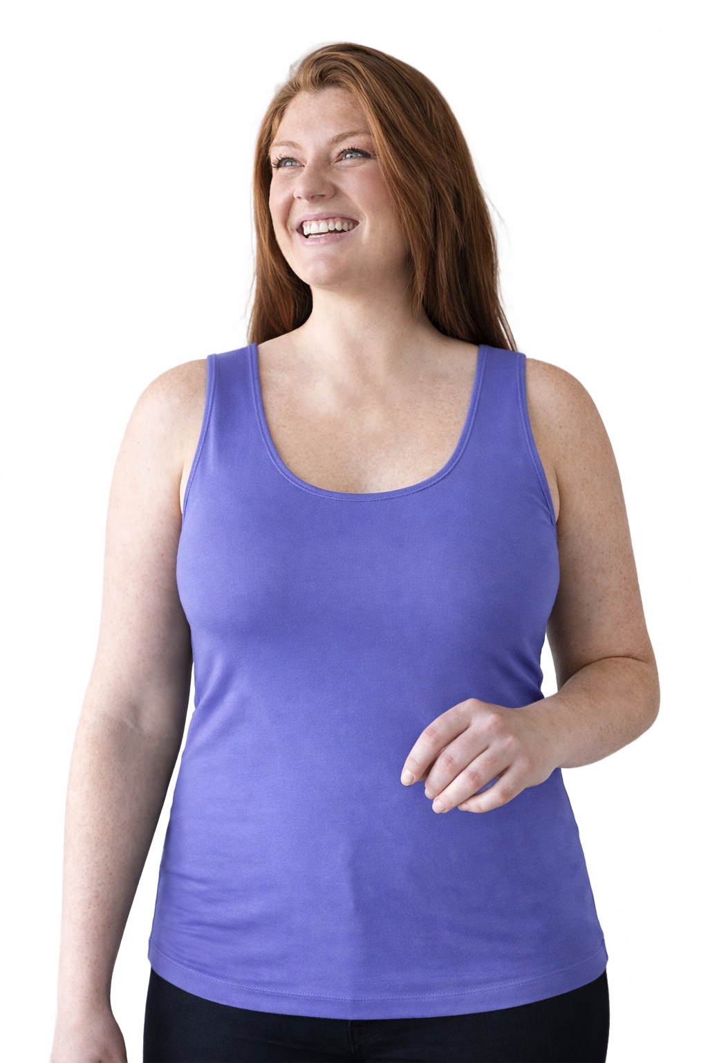 Razzmatazz Scoop Neck Sleeveless Tank Top Front View - Flattering Fit Wrinkle-Free | JudyP Apparel