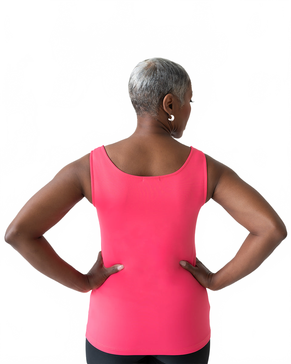 Fuchsia Scoop Neck Sleeveless Tank Top Back View - UPF 50 Travel Clothing | JudyP Apparel