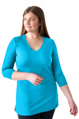 Ivory Scoop Neck Sleeveless Tank Top Angled Front View - UPF 50 Flattering Fit | JudyP Apparel