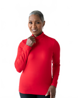 Crimson Turtleneck Long Sleeve Top Front View - Moisture Wicking | JudyP Apparel