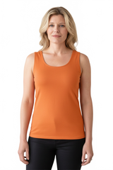 Burnt Orange Scoop Neck Sleeveless Tank Top Front View - Made in USA Moisture Wicking | JudyP Apparel
